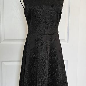 Elegant Little Black Embossed Dress, Size S